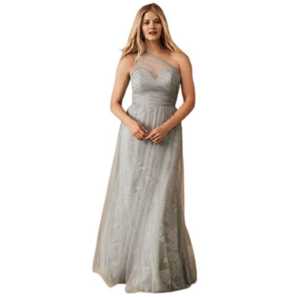 ANTHROPOLOGIE HAYLEY PAIGE OCCASIONS Gray Phoebe Dress Gown US 8